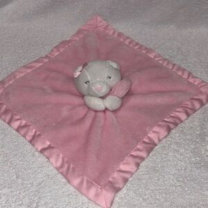 Carters Kitty Cat Pink Lovey Security Blanket Matte Satin White Kitten